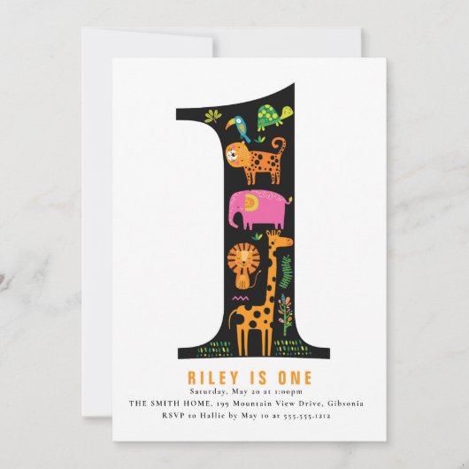 Wild One Oerwoud Safari eerste verjaardag Kaart (Voorkant)