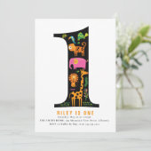 Wild One Oerwoud Safari eerste verjaardag Kaart (Staand voorkant)