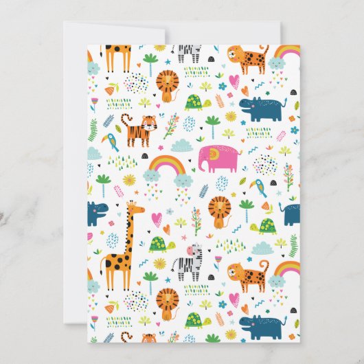 Wild One Oerwoud Safari eerste verjaardag Kaart (Achterkant)