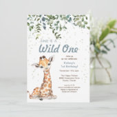 Wild One Oerwoud Safari Giraffe 1e verjaardag Kaart (Staand voorkant)