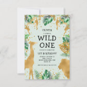 Wild One Oerwoud Safari Green Gold 1ste verjaardag Kaart (Voorkant)