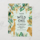 Wild One Oerwoud Safari Green Gold 1ste verjaardag Kaart (Voorkant / Achterkant)