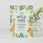 Wild One Oerwoud Safari Green Gold 1ste verjaardag Kaart (Staand voorkant)
