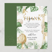 Wild One Oerwoud Safari Greenery Baby shower Bedankkaart (Voorkant / Achterkant)
