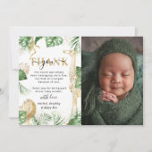 Wild One Oerwoud Safari Greenery Baby shower Foto Bedankkaart (Voorkant)