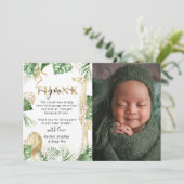 Wild One Oerwoud Safari Greenery Baby shower Foto Bedankkaart (Staand voorkant)