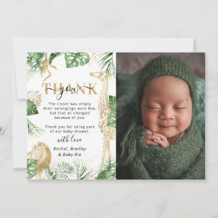 Wild One Oerwoud Safari Greenery Baby shower Foto Bedankkaart