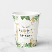 Wild One Oerwoud Safari Greenery & Gold Baby showe Papieren Bekers (Achterkant)