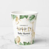 Wild One Oerwoud Safari Greenery & Gold Baby showe Papieren Bekers (Voorkant)