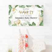 Wild One Oerwoud Safari Greenery & Gold Baby showe Spandoek (Insitu)