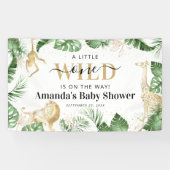 Wild One Oerwoud Safari Greenery & Gold Baby showe Spandoek (Horizontaal)