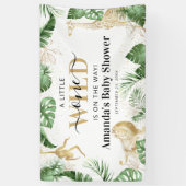 Wild One Oerwoud Safari Greenery & Gold Baby showe Spandoek (Verticaal)