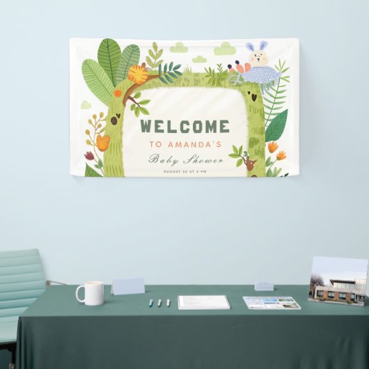 Wild One Oerwoud Safari Groene Baby Boy Baby showe Spandoek (Beurs)