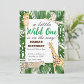 Wild One Oerwoud Safari Kids Birthday Party Gifts Kaart (Staand voorkant)