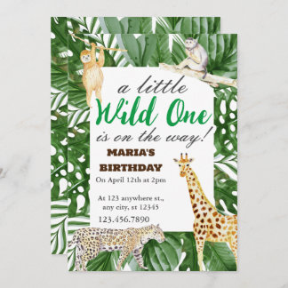 Wild One Oerwoud Safari Kids Birthday Party Gifts Kaart