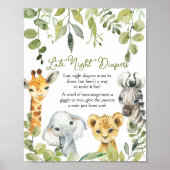 Wild One Oerwoud Safari Late Night Luiers Poster (Voorkant)