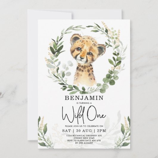 Wild One Oerwoud Safari Leopard Boy 1e verjaardag Kaart (Voorkant)