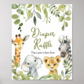 Wild One Oerwoud Safari Luier Raffle Poster (Voorkant)