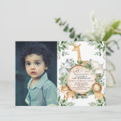 Wild One Oerwoud Safari Party Animals 1e verjaarda Kaart (Staand voorkant)