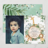 Wild One Oerwoud Safari Party Animals 1e verjaarda Kaart (Voorkant / Achterkant)