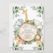Wild One Oerwoud Safari Party Animals 1ste verjaar Kaart (Voorkant)