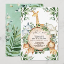 Wild One Oerwoud Safari Party Animals 1ste verjaar