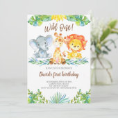 Wild One Oerwoud Safari Schattige Boy 1e Verjaarda Kaart (Staand voorkant)