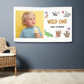 Wild One Oerwoud Safari Thema 1e Verjaardag Spandoek