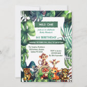 Wild One Oerwoud Safari Tropical Leaves Verjaardag Kaart (Voorkant)