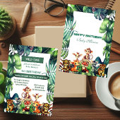 Wild One Oerwoud Safari Tropical Leaves Verjaardag Kaart