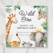 Wild One Oerwoud Safari Verjaardag Bedankjes Labels (Voorkant)
