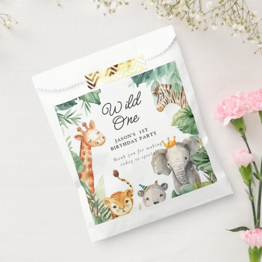 Wild One Oerwoud Safari Verjaardag Bedankzakje (Gezegeld)