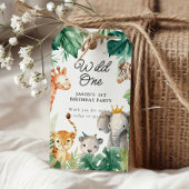 Wild One Oerwoud Safari Verjaardag Cadeaulabel