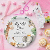 Wild One Oerwoud Safari Verjaardag Papieren Bordje (Feest)