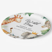 Wild One Oerwoud Safari Verjaardag Papieren Bordje (Gekanteld)