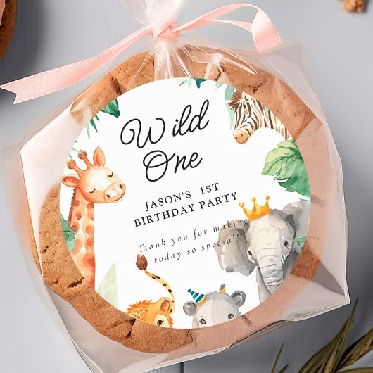 Wild One Oerwoud Safari Verjaardag Ronde Sticker