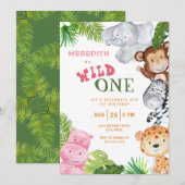 Wild One Oerwoud Safari Verjaardagsmeisje Kaart (Voorkant / Achterkant)