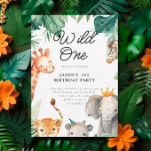 Wild One Oerwoud Safari Verjaardagsuitnodiging Kaart