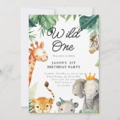Wild One Oerwoud Safari Verjaardagsuitnodiging Kaart (Voorkant)