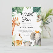 Wild One Oerwoud Safari Verjaardagsuitnodiging Kaart (Staand voorkant)