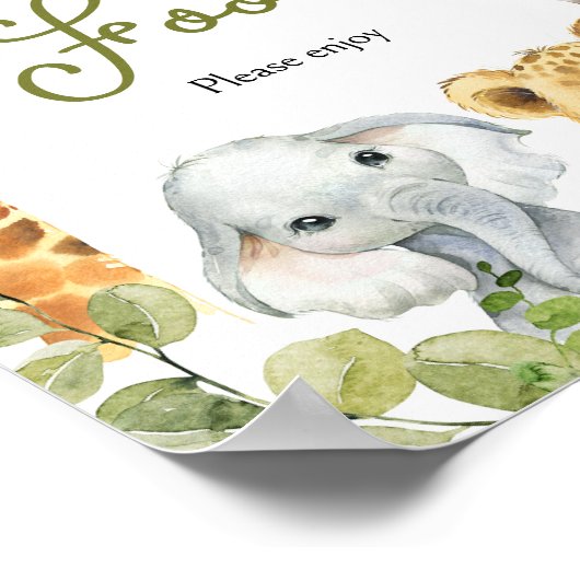 Wild One Oerwoud Safari Voedsel Poster (Hoek)