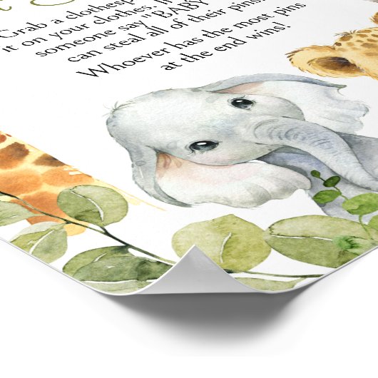 Wild One Oerwoud Safari zeg niet Baby Poster (Hoek)