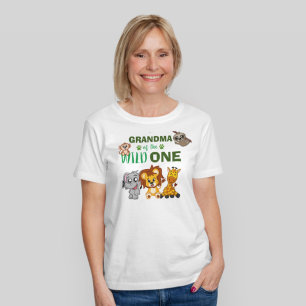 Wild One Oerwoud Safari Zoo Animal Grandma Birthda T-shirt