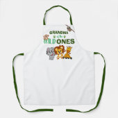Wild One Oerwoud Safari Zoo Animal Twins Grandma Schort (Voorkant)