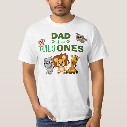 Wild One Oerwoud Safari Zoo Dad Twins 1st Birthday T-shirt (Voorkant)