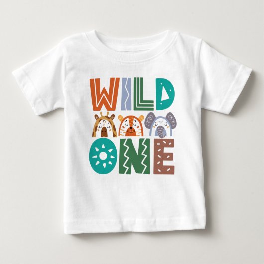 Wild One Oerwoud Thema 1e Verjaardag Baby T-shirt (Voorkant)