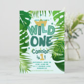 Wild One Oerwoud Thema Boys Eerste Verjaardag Kaart (Staand voorkant)