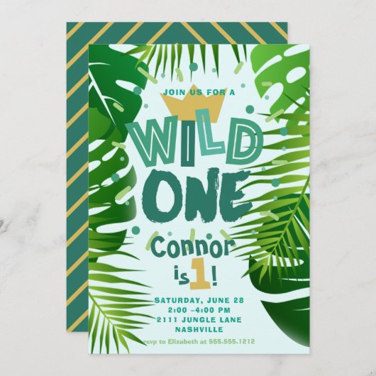 Wild One Oerwoud Thema Boys Eerste Verjaardag Kaart (Voorkant / Achterkant)