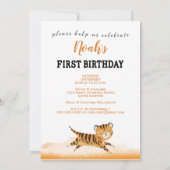 Wild One Oerwoud Tiger, 1e verjaardag uitnodiging (Achterkant)