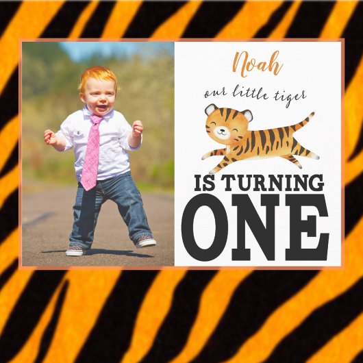 Wild One Oerwoud Tiger, 1e verjaardag uitnodiging